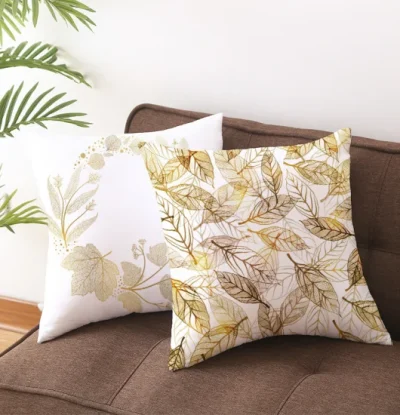 Polyester-Peach-Skin-Fabric-Throw-Pillow-Case-Pillow-Cushion-Cover-Leaves-Design